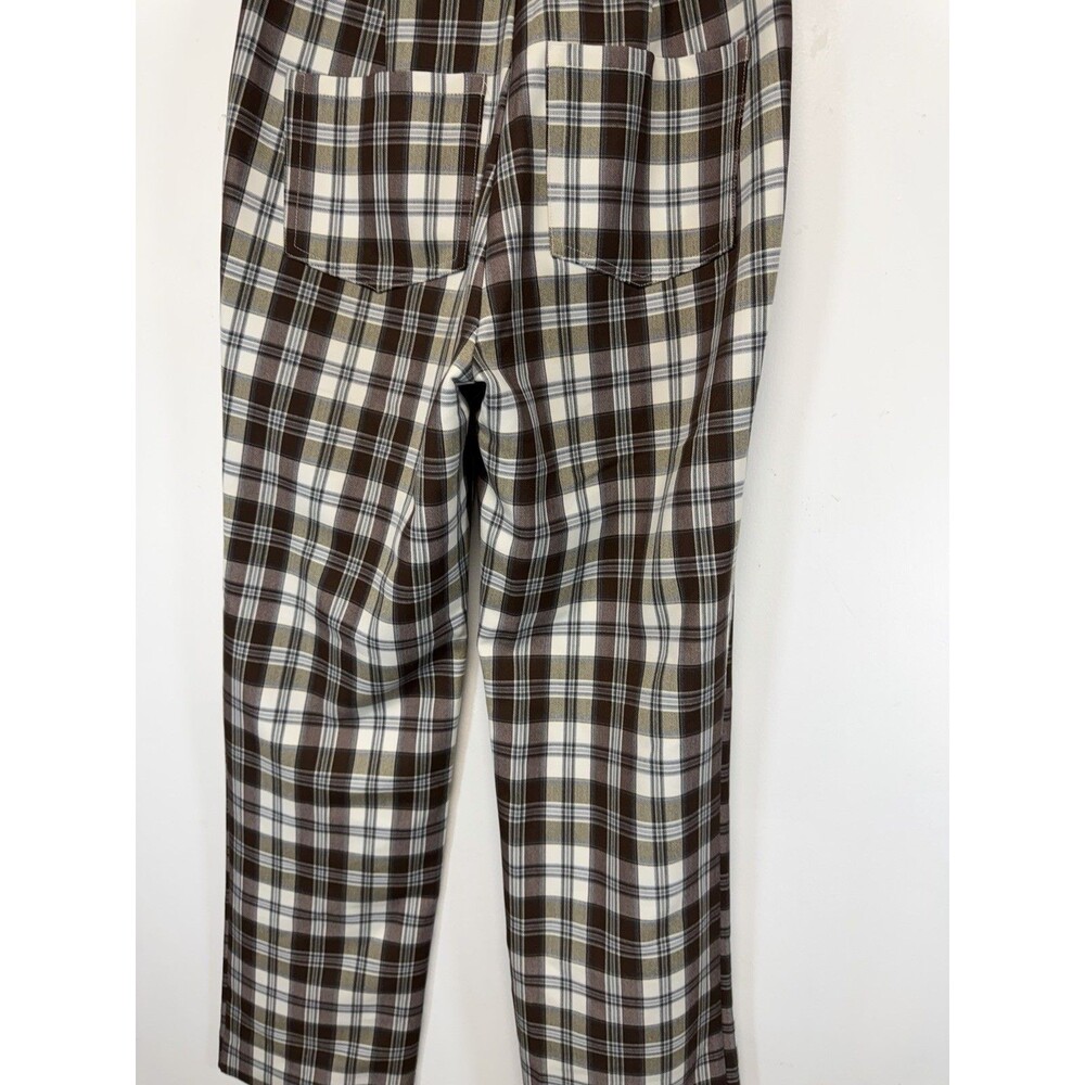Reformation Y2K Women’s Franklin brown Plaid Straight Leg Pants Rayon Sz 2 - Picture 12 of 16